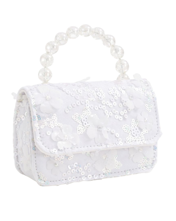White bag with pearls handle