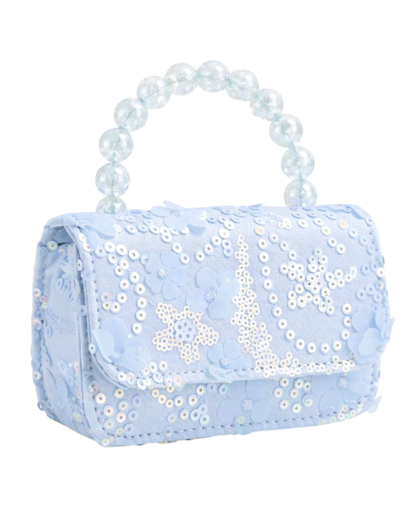 Blue bag with pearls handle