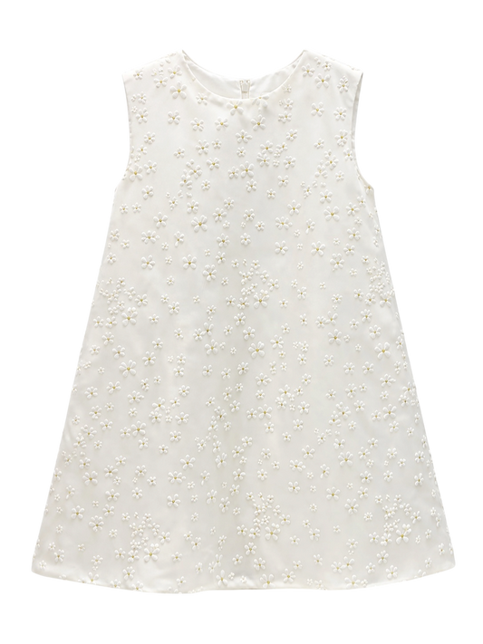 Floral Embroidered With Bow Dress