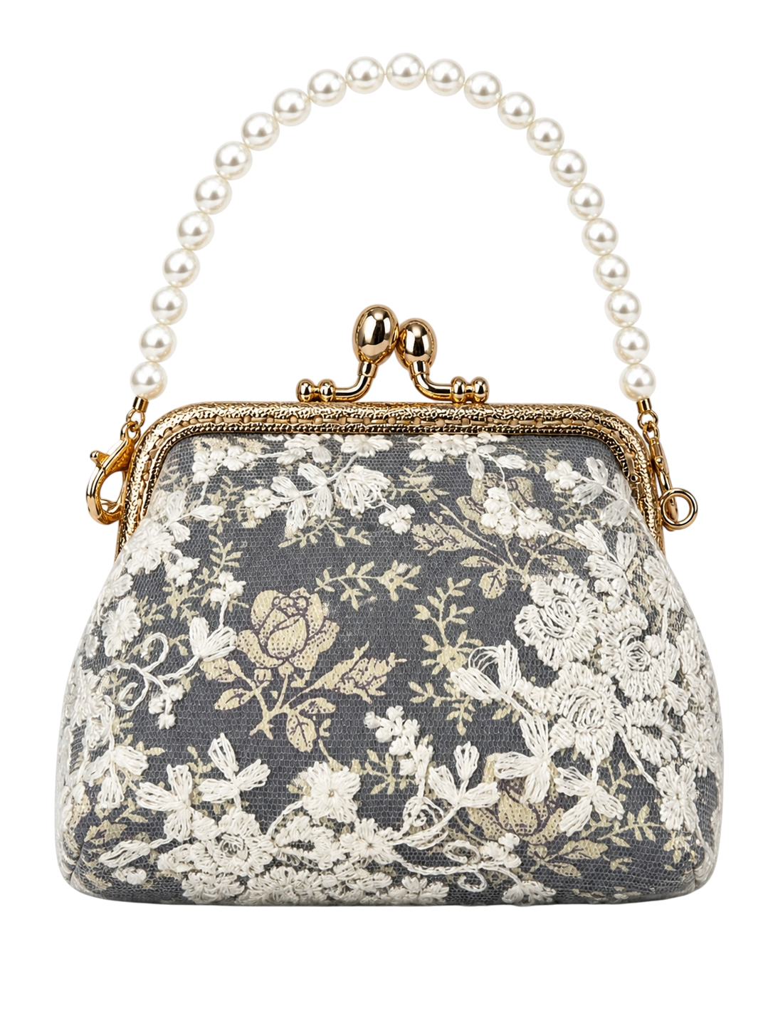 Gray Mini Vintage Lace Bag