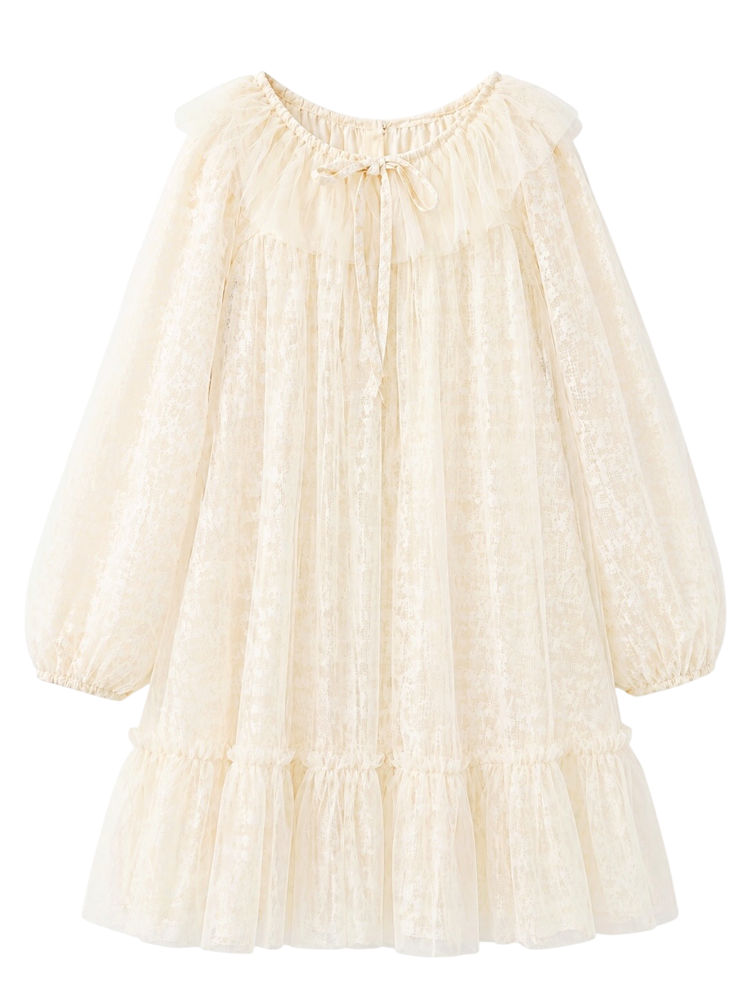 Wide Collar Tulle Dress