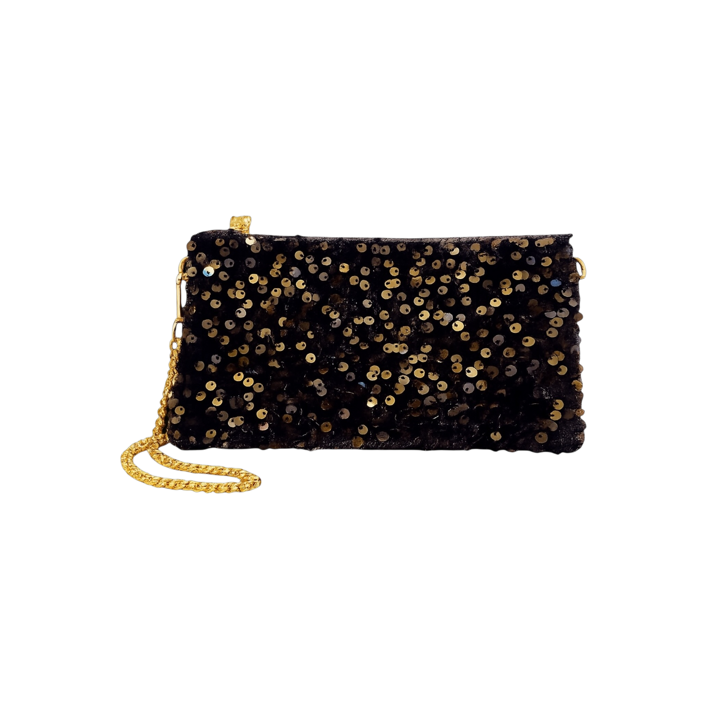 Black Sequin Chain Mini Clutch Bag