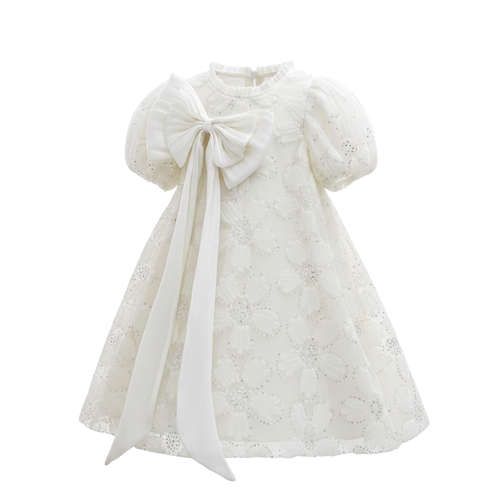 Cream Garden Bow Dress