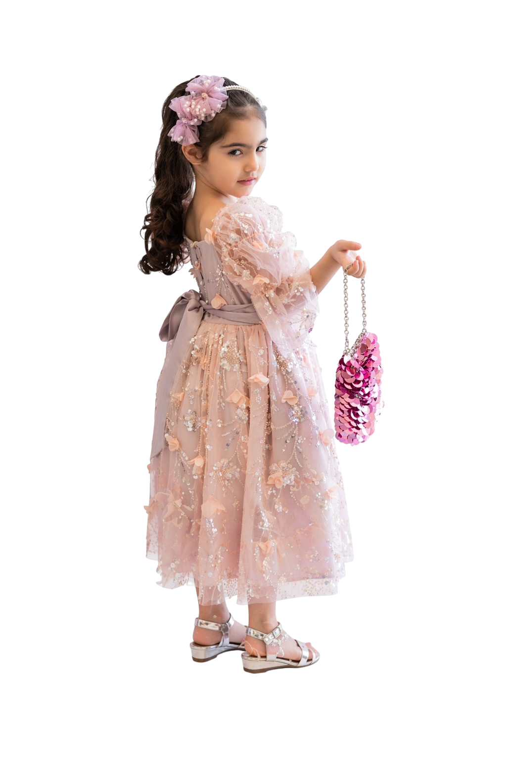 Blush Pink 3D Floral Lace Dress