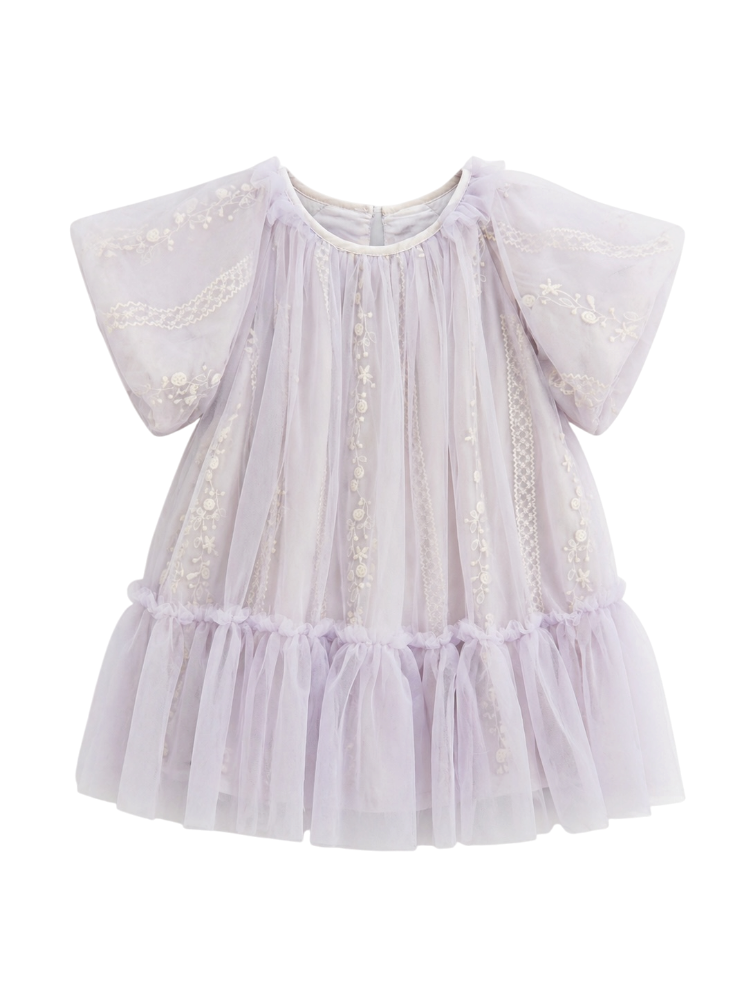 Puffed Sleeves Lavender Dress