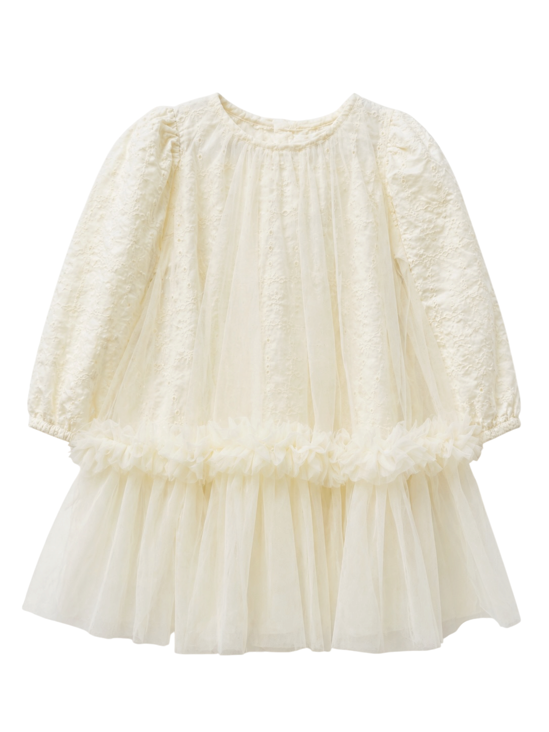 Tule Panel Ruffle Dress