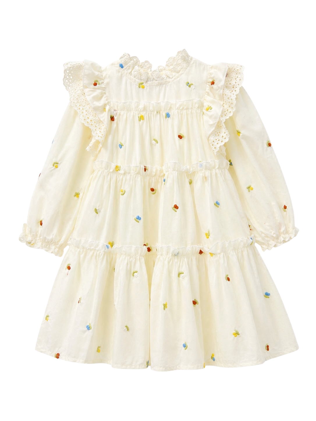 Sprinkle Embroidery Ruffle Dress