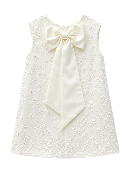 Floral Embroidered With Bow Dress