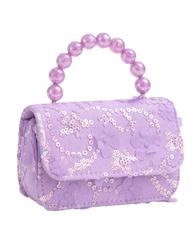 Purple bag with pearls handle