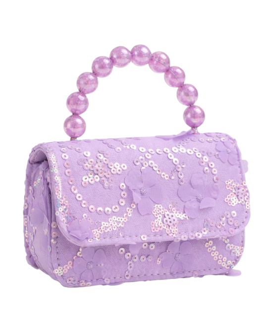 Purple bag with pearls handle