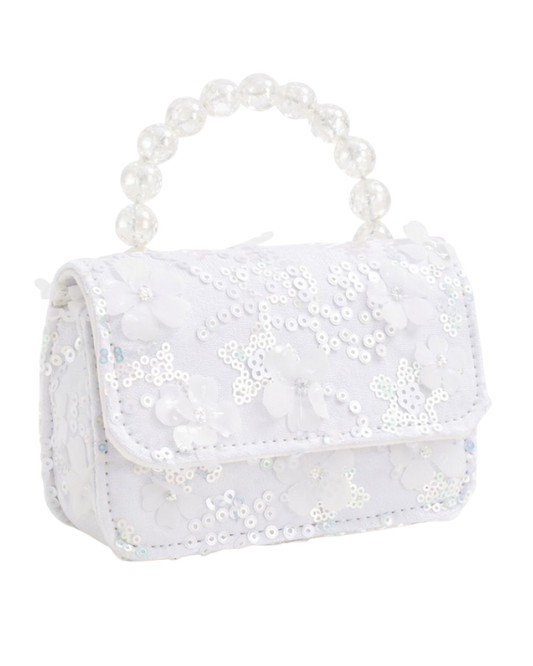 White bag with pearls handle