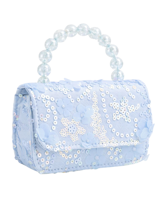 Blue bag with pearls handle