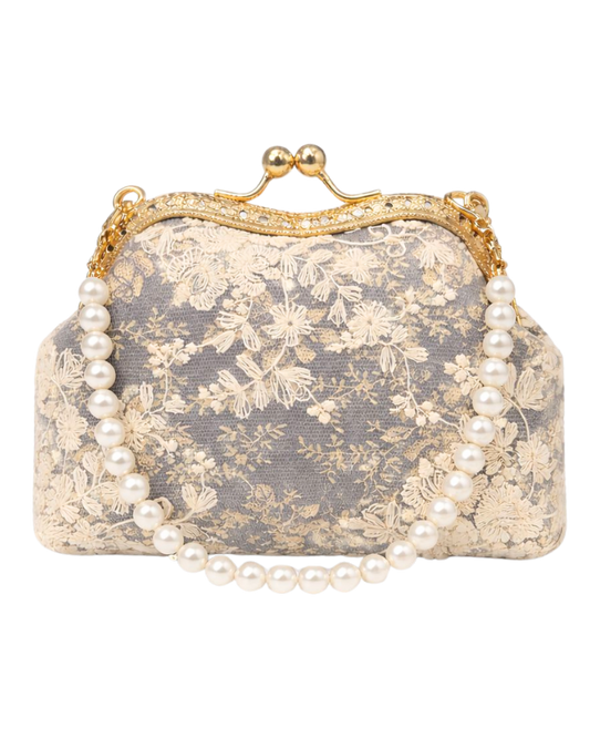 Gray Mini Vintage Style Lace Bag