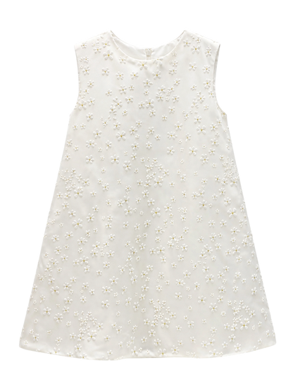 Floral Embroidered With Bow Dress