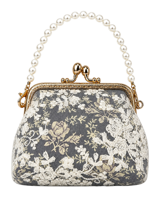 Gray Mini Vintage Lace Bag