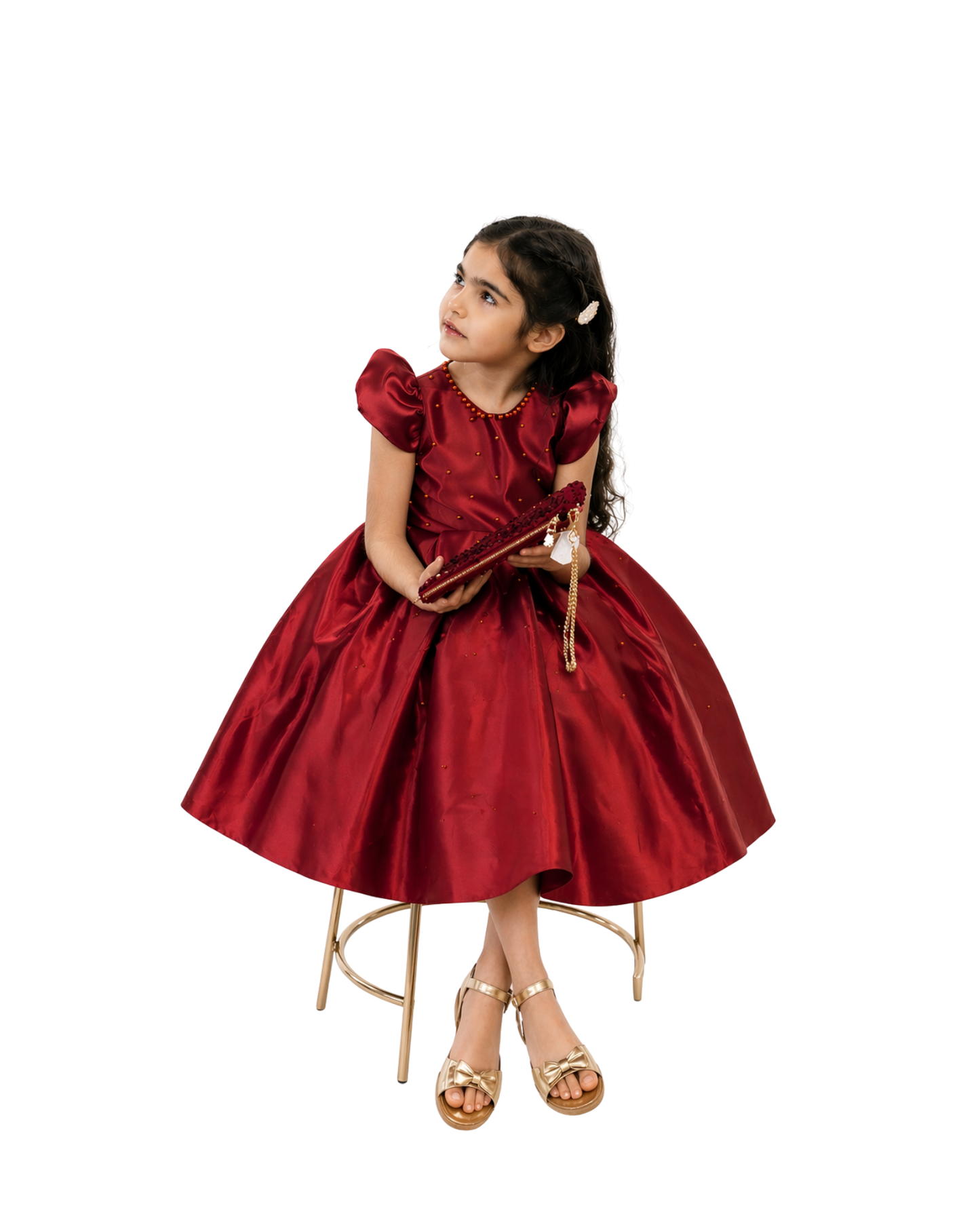 Red Princess Dress with Pearls