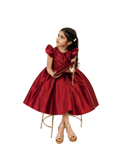 Red Princess Dress with Pearls