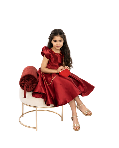 Red Princess Dress with Pearls