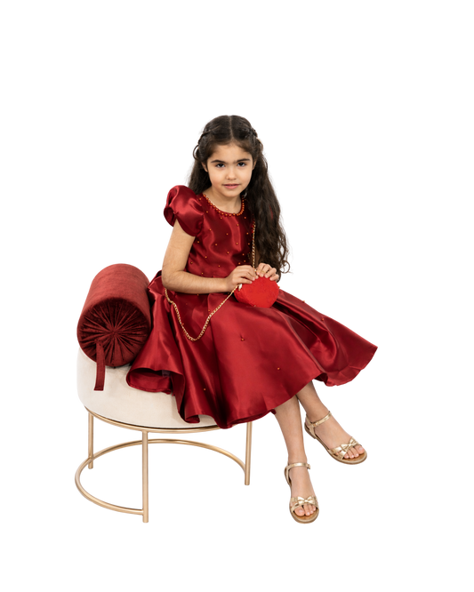Red Princess Dress with Pearls