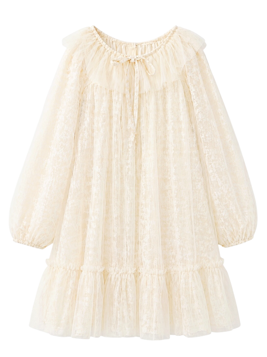 Wide Collar Tulle Dress