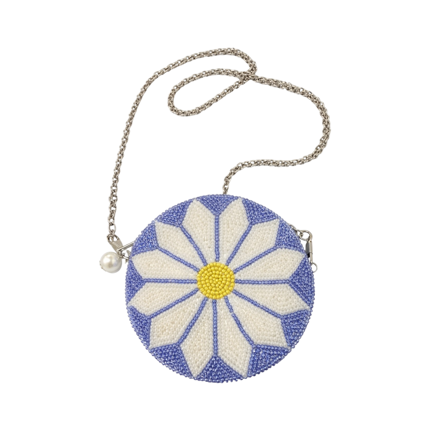 Daisy Beaded Round Mini Bag