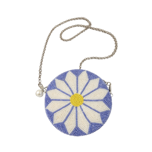 Daisy Beaded Round Mini Bag