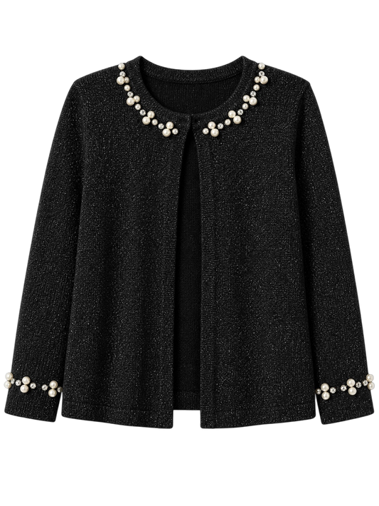 Black Cardigan with pearls