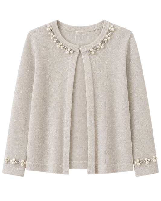 Lavender Cardigan with pearls