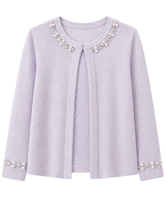 Ivory Cardigan with pearls