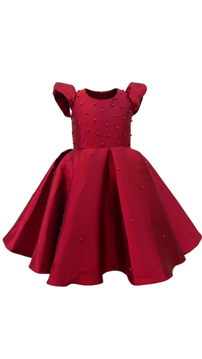 Red Princess Dress with Pearls