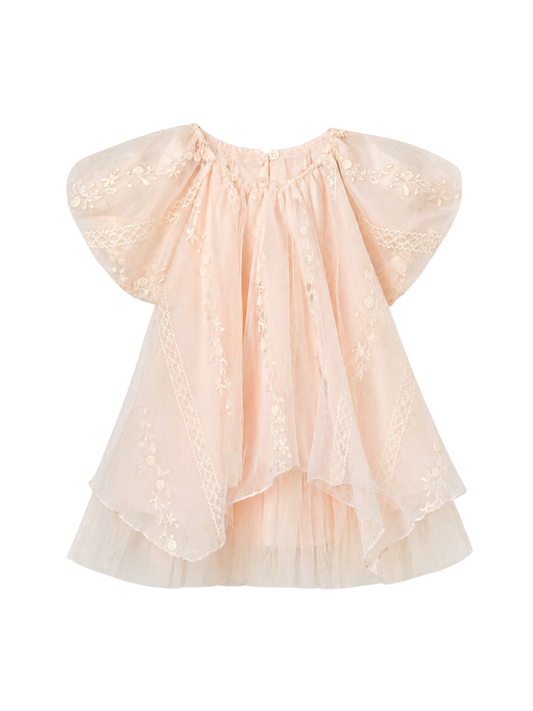 Peach Layers Tulle Dress