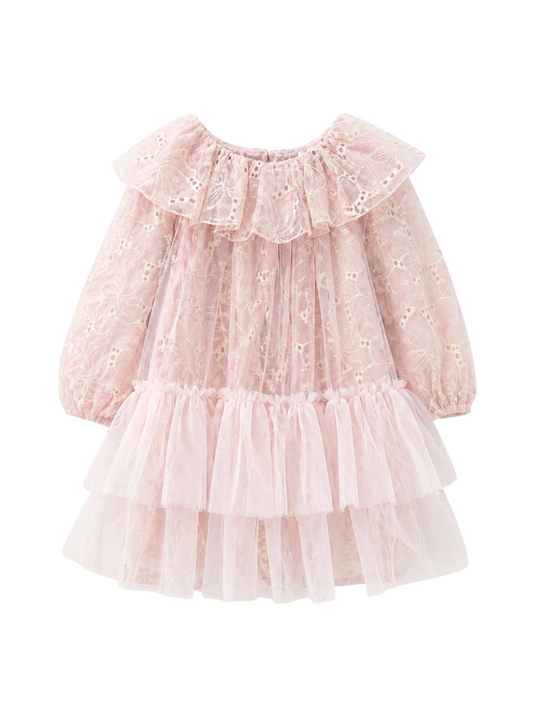 Pink Enchanted Lace Tiered Dress