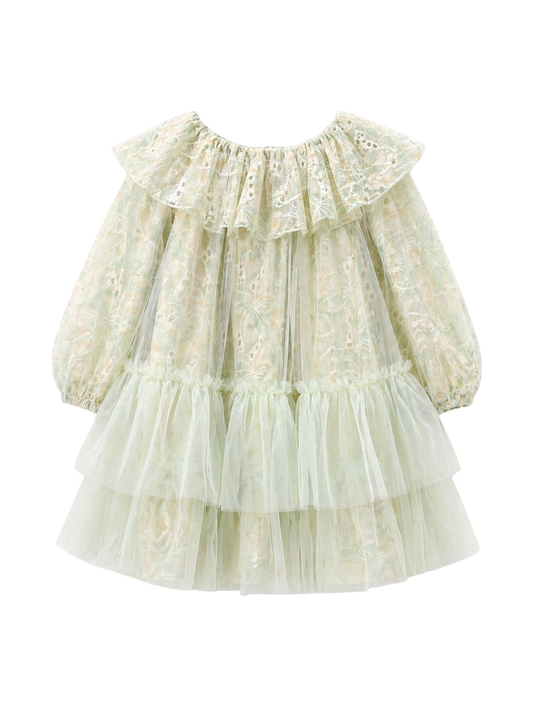 Green Enchanted Lace Tiered Dress