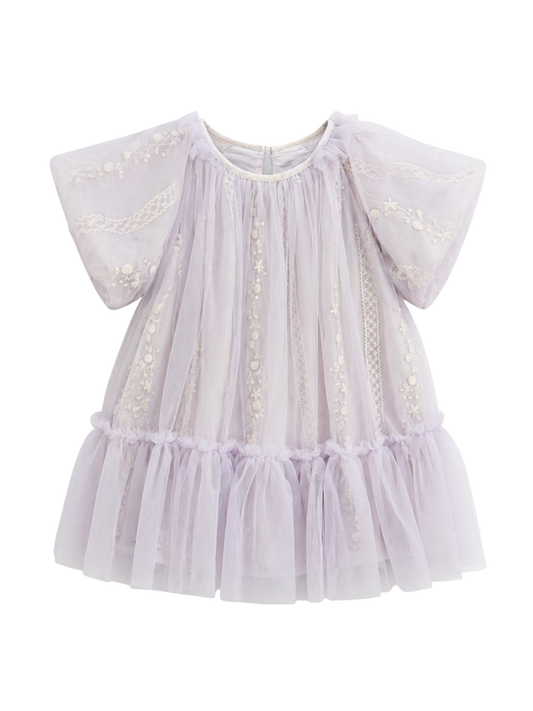 Puffed Sleeves Lavender Dress