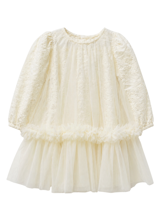 Tule Panel Ruffle Dress