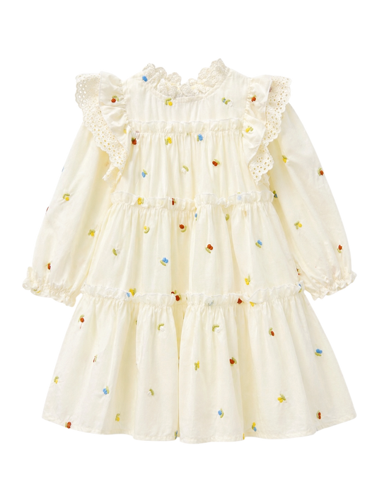 Sprinkle Embroidery Ruffle Dress